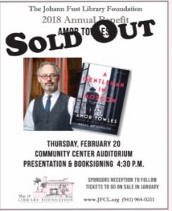 Fust Foundation Towles talk sold out Fust Foundation Towles talk sold out